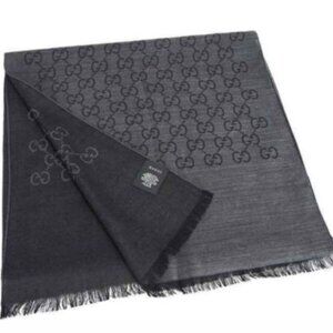 Gucci  Silk & Wool Scarf, Black & Dark Gray, New with Tags - Great Gift!